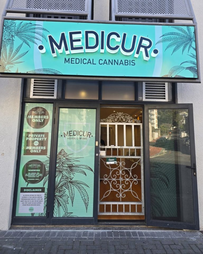 Medicur Medical Cannabis Sea Point dispensary storefront at 62 Main Road with 4.9 star rating 768x960