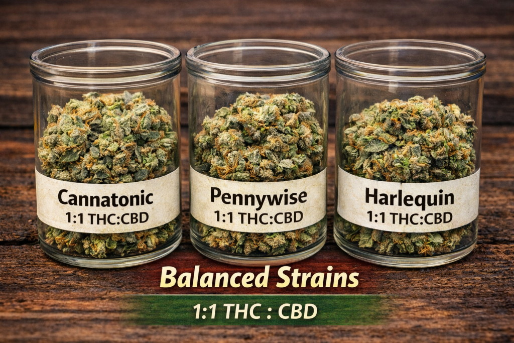 THC vs CBD infographic explaining the differences: THC for euphoria and psychoactive effects versus CBD for relaxation and non-psychoactive benefits with chemical structures.